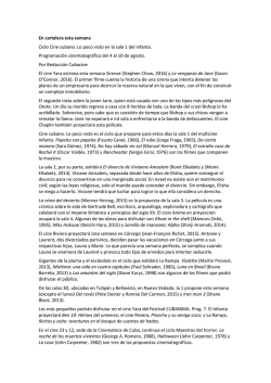 En cartelera esta semana Ciclo Cine cubano. Lo poco