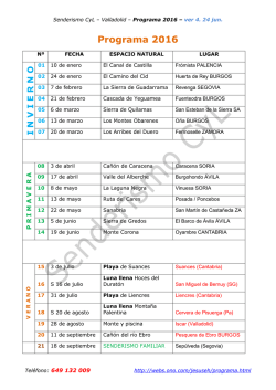 Programa 2016 - Senderismo CyL | Valladolid &bull; Castilla y Le&oacute;n