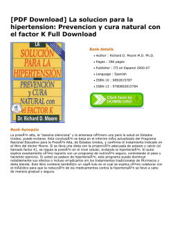 [PDF Download] La solucion para la hipertension: Prevencion y cura