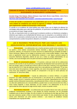 Consumo de drogas y su relaci&oacute;n con la ideaci&oacute;n y el intento