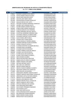 beneficiarios. beca transporte. unidad centro