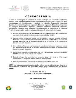 C O N V O C A T O R I A - Instituto Tecnol&oacute;gico de Veracruz