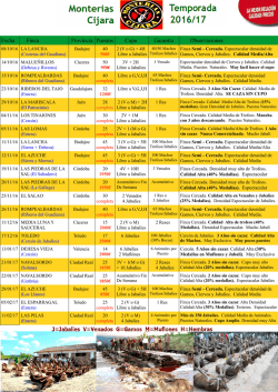 programa completo de Monter&iacute;as C&iacute;jara 2016/2017.