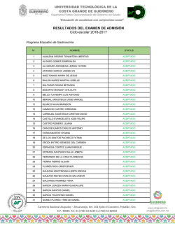 RESULTADOS DEL EXAMEN DE ADMISI&Oacute;N Ciclo escolar
