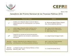 Ganadores del Premio Nacional de las Finanzas P&uacute;blicas