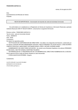 FINANCIERA QAPAQ SA viernes, 05 de agosto de 2016 Sres