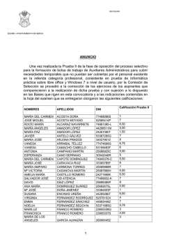 1 ANUNCIO Una vez realizada la Prueba II de la fase de oposici&oacute;n