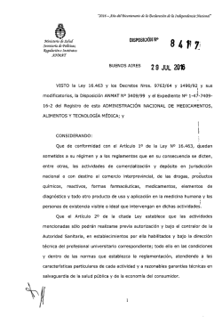 Disposici&oacute;n 8417/16 ANMAT