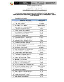 RESULTADOS PRELIMINARES CONVOCATORIA P&Uacute;BLICA CAS