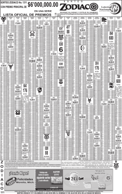 Resultados del Sorteo &rdquo; Zodiaco &rdquo;