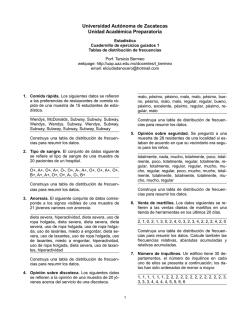 Tablas de distribuci&oacute;n de frecuencias