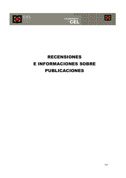 RECENSIONES E INFORMACIONES SOBRE PUBLICACIONES