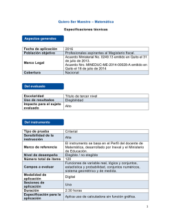 Quiero Ser Maestro &ndash; Matem&aacute;tica Especificaciones t&eacute;cnicas Fecha