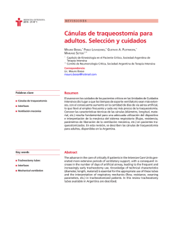 C&aacute;nulas de traqueostom&iacute;a para adultos. Selecci&oacute;n y cuidados