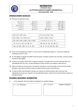 MATEMATICAS PRIMERO BGU ACTIVIDADES EXAMEN REMEDIAL