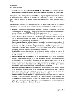 Protocolo y Anexos del cap&iacute;tulo de DEJACION DE ARMAS