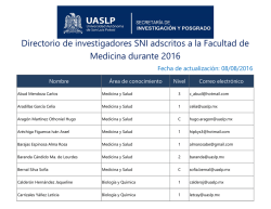 Directorio de investigadores SNI adscritos a la Facultad de Medicina