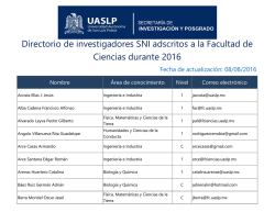 Directorio de investigadores SNI adscritos a la Facultad de Ciencias
