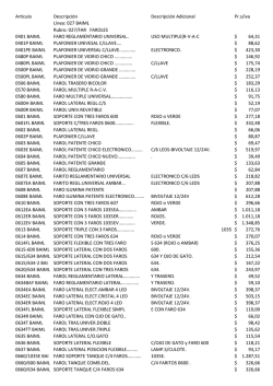 Art&iacute;culo Descripci&oacute;n Descripci&oacute;n Adicional Pr.s/iva L&iacute;nea: 027
