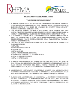 Palabra Profetica Agosto 2016