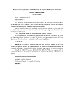 Aceptan renuncia y designan Jefe del Gabinete de Asesores del