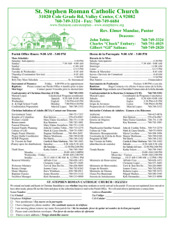 (760) 751-9688 - St. Stephen Roman Catholic Church