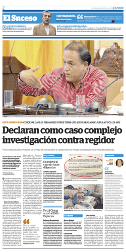 Declaran como caso complejo investigaci&oacute;n contra regidor