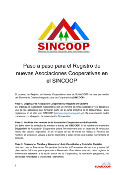 Paso a paso para el Registro de nuevas Asociaciones Cooperativas