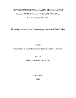 El tiempo vivencial en Poemas bajo tierra de C&eacute;sar Calvo