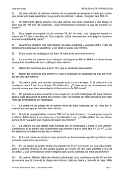 Hoja de trabajo EJERCICIOS DE OPTIMIZACI&Oacute;N