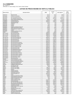 Lista de Precios Maximo de Venta al Publico C.A. Danaven