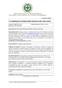 Circular 67-2016 Campeonato Interclubes Infantil Pa&iacute;s Vasco