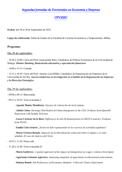 Segundas Jornadas de Doctorados en Econom&iacute;a y Empresa UPV