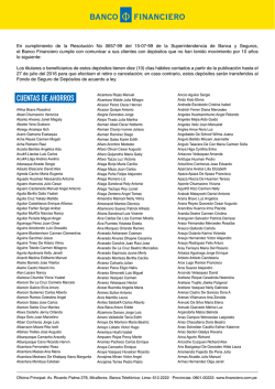 Lista de Clientes con con dep&oacute;sitos que no han tenido movimiento