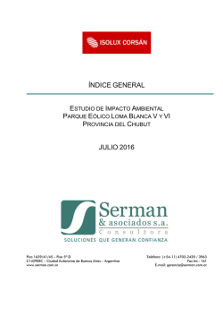 EIA Parque E&oacute;lico Loma Blanca V y VI &ndash; &Iacute;ndice General