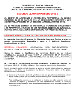 Segundo llamado 2016-2 - Universidad Surcolombiana