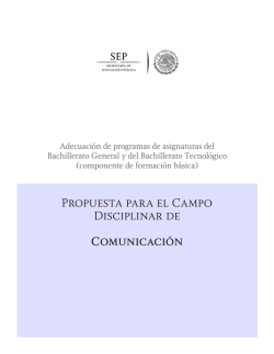 Propuesta para el Campo Disciplinar de Comunicaci&oacute;n