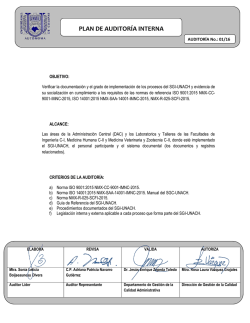 plan de auditor&iacute;a interna - Sistema de Gesti&oacute;n de la Calidad
