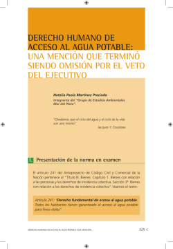 derecho humano de acceso al agua potable: una menci&oacute;n