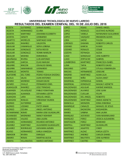 RESULTADOS DEL EXAMEN CENEVAL DEL 16 DE JULIO DEL 2016