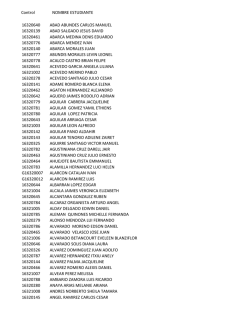 Control NOMBRE ESTUDIANTE 16320640 ABAD ABUNDES
