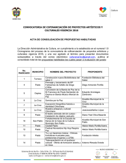 convocatoria de cofinanciaci&oacute;n de proyectos art&iacute;sticos y culturales