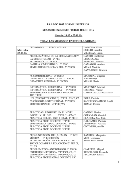 Mesa Julio 2016 -rectificadas - Instituto Superior de Formaci&oacute;n