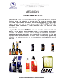 ALERTA SANITARIA 01 de agosto del 2016 PRODUCTOS MARCA