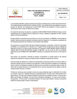 Pasto - Nari&ntilde;o - Listado preliminar de pruebas de conocimiento