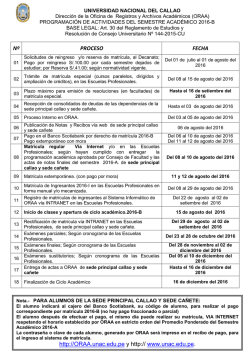 N&ordm; PROCESO FECHA http://ORAA.unac.edu.pe y http:// www.unac