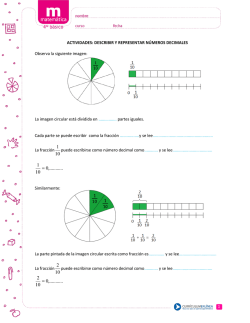 DESCRIBIR Y REPRESENTAR N&Uacute;MEROS DECIMALES Observa la
