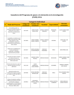 Ganadores del Programa de apoyo a la iniciaci&oacute;n en la investigaci&oacute;n