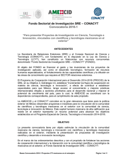 Fondo Sectorial de Investigaci&oacute;n SRE &ndash; CONACYT Convocatoria