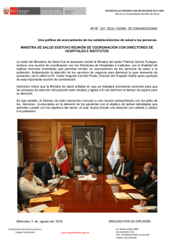 MINISTRA DE SALUD SOSTUVO REUNI&Oacute;N DE